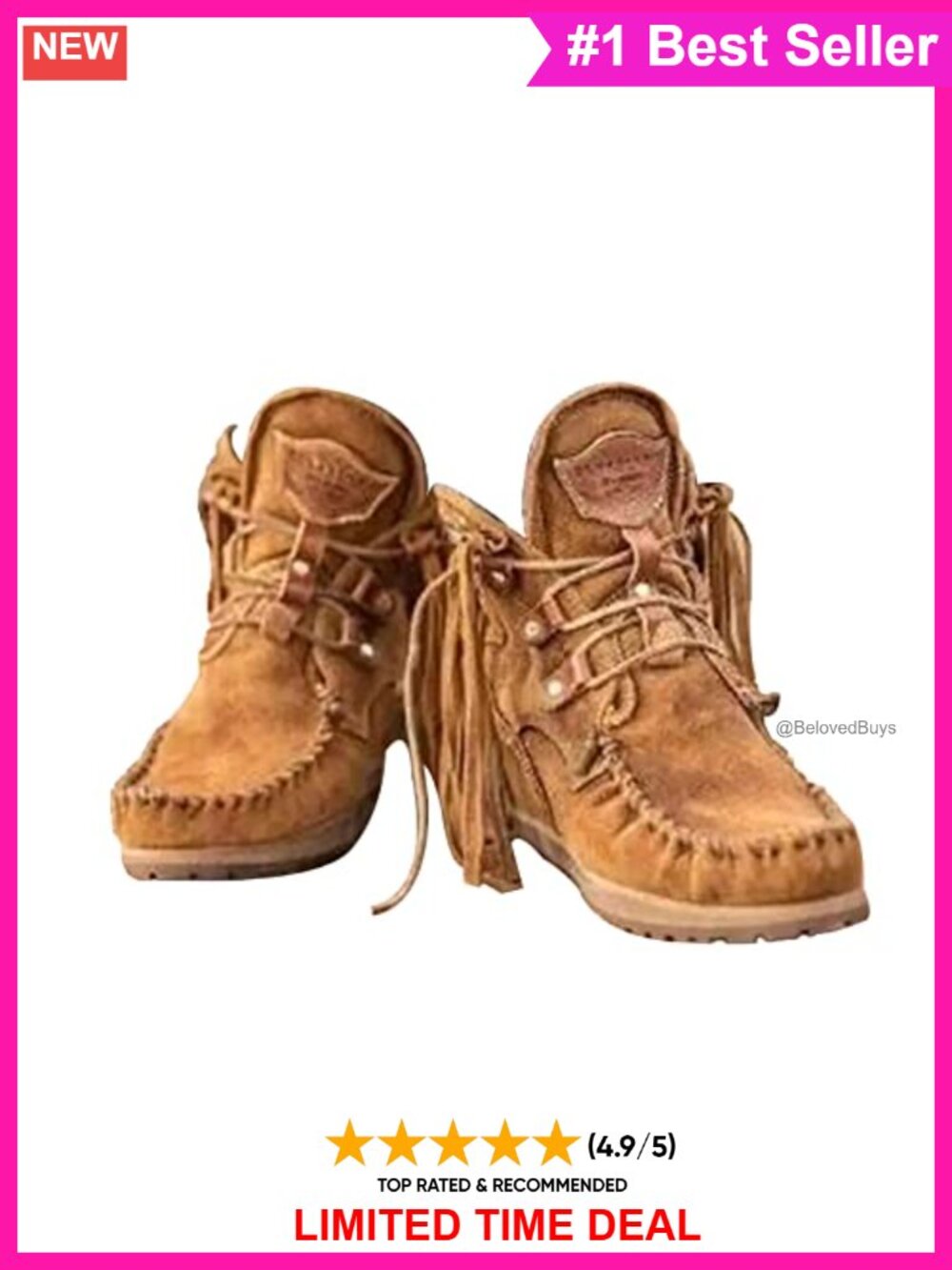 Faux Suede Vintage Fringed Ankle Boots Mocc